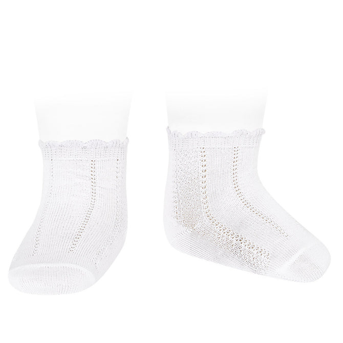 Condor lace ankle socks with wave cuff - 200 White