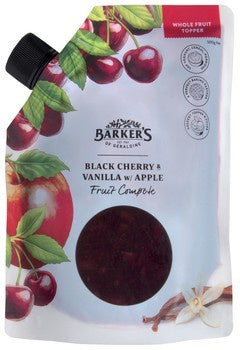 Barkers Black Cherry Apple & Vanilla Fruit Compote 355g