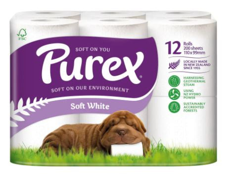 Purex Soft White Toilet Tissues 2ply 12pk