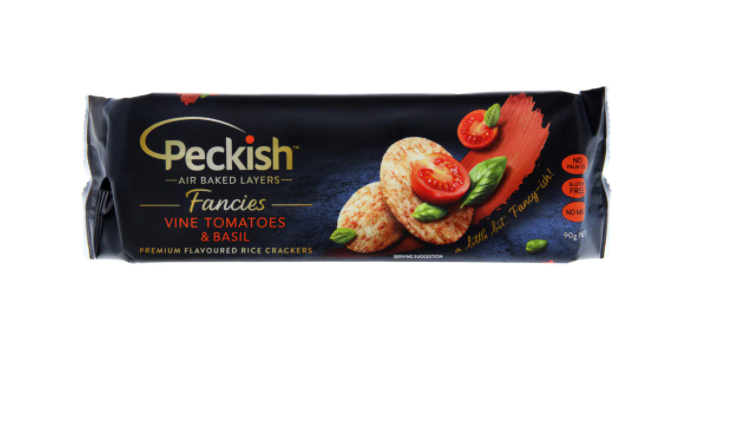 Peckish Fancies Vine Tomatoes & Basil Rice Crackers 90g