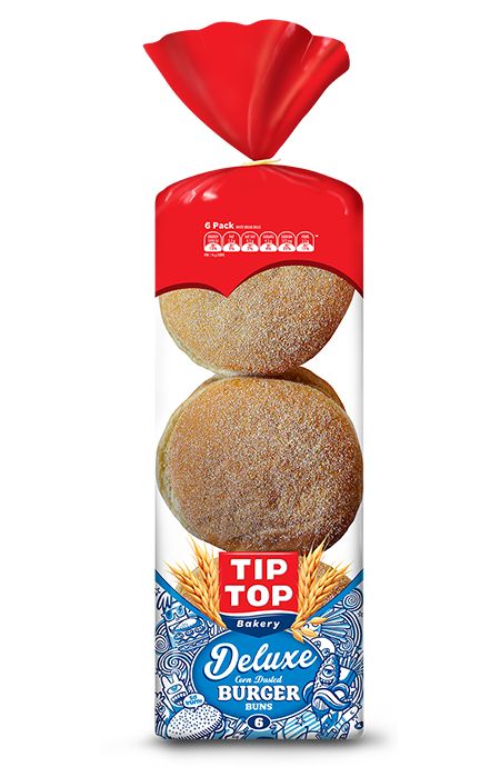 Tip Top Deluxe Corn Dusted Burger Buns - 6Pk