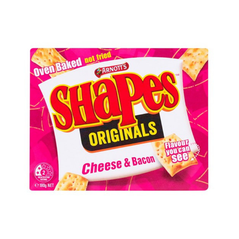 Arnotts Shapes Cheese & Bacon Crackers 180g