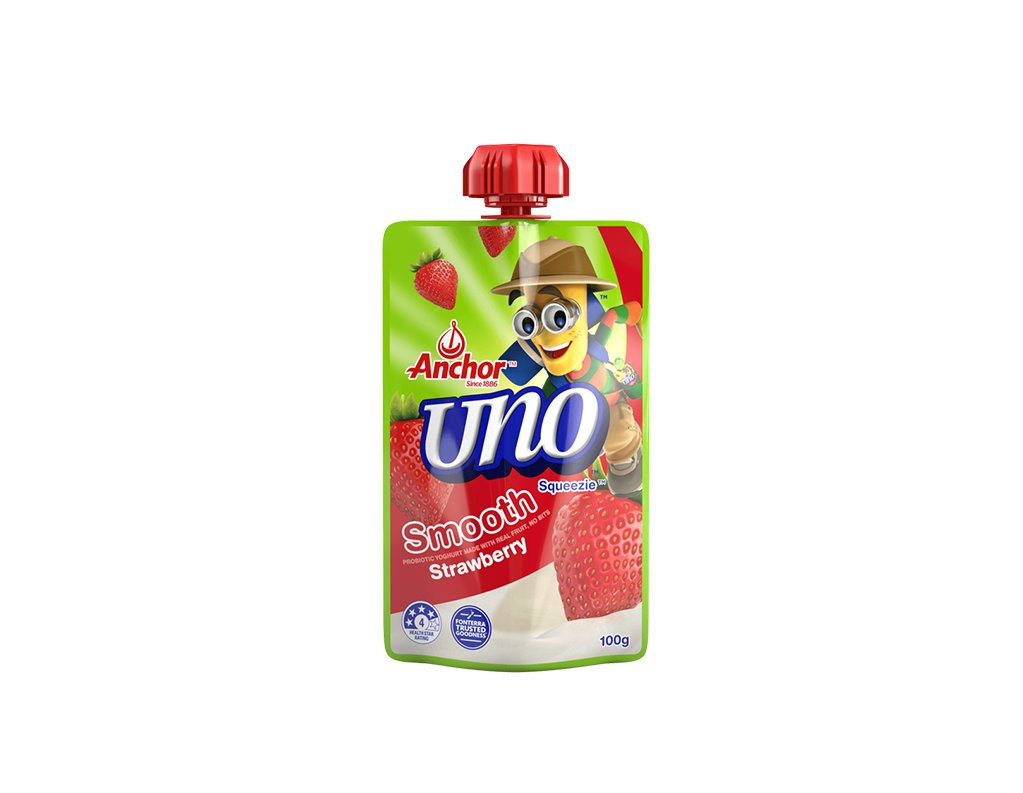 Anchor Uno Smooth Strawberry Yoghurt Pouch 100g