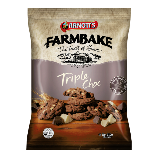 Arnotts Farmbake Triple Choc Cookies 310g