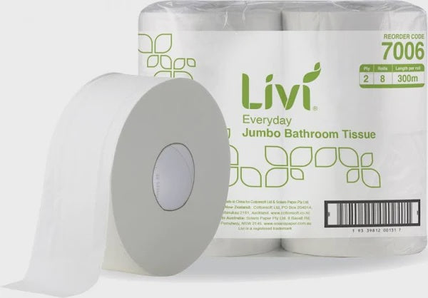 Livi Everyday Jumbo Toilet Paper 2ply 300m 8pk