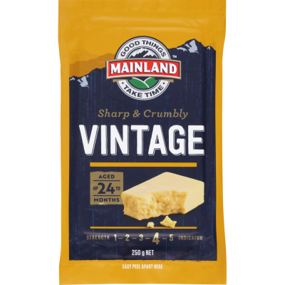 Mainland Vintage Cheddar Cheese Block 250g