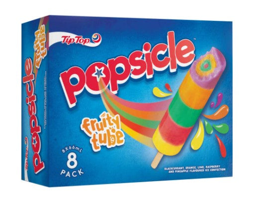 Tip Top Popsicle Fruity Tube Ice Blocks 8pk 528ml