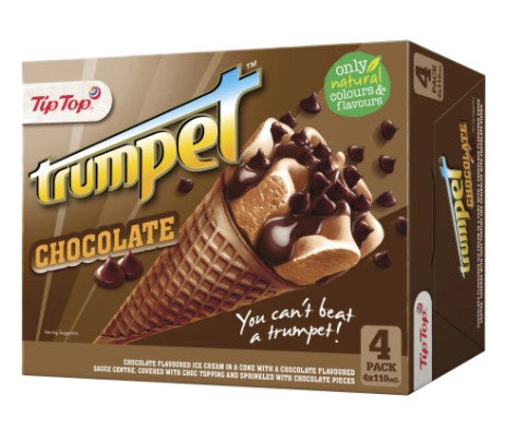 Tip Top Trumpet Chocolate Ice Cream On Cone 4pk