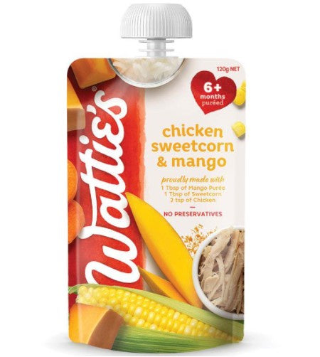 Watties Chicken Sweetcorn Mango Baby Food 6+ Months Pouch 120g