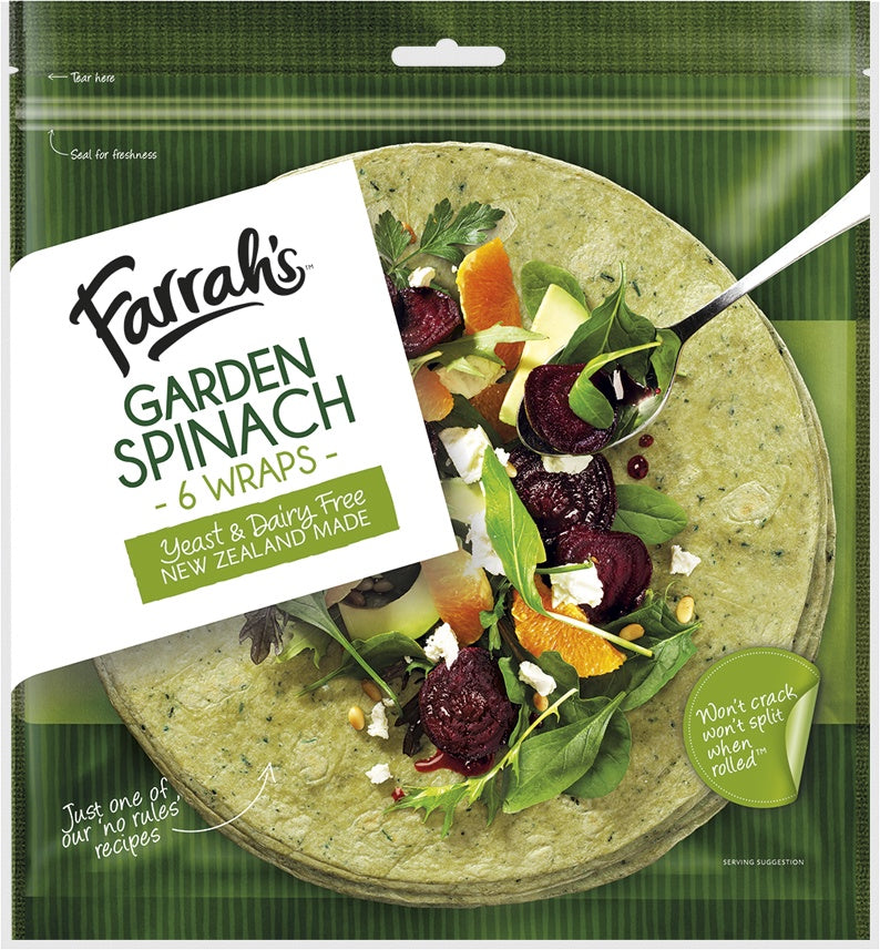 FARRAH BREADS Wraps 10 Inch Spinach Pesto 12pk