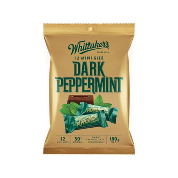 Whittakers Mini Size Dark Peppermint Dark Chocolate Bars 12pk 180g