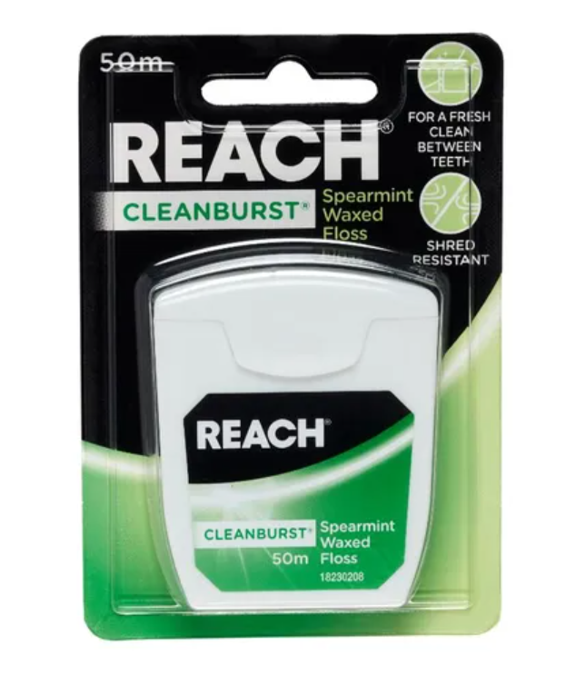 Reach Cleanburst Spearmint Waxed Dental Floss 50m