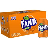 Fanta Orange Soft Drink Cans 8pk x 330ml