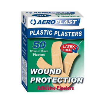 Aeroplast Plastic Plasters 72mmx19mm 50pk