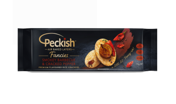Peckish Fancies Smokey BBQ & Cracked Pepper Rice Crackers 90g