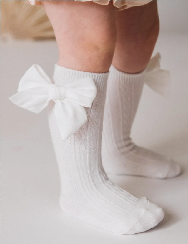 Karibou Knee-high socks with satin bow - White