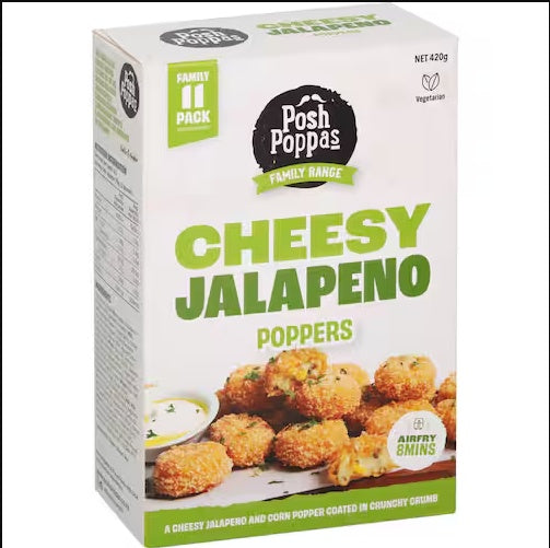 Posh Poppas Family Range Cheesy Jalapeno Gourmet Poppers 420g