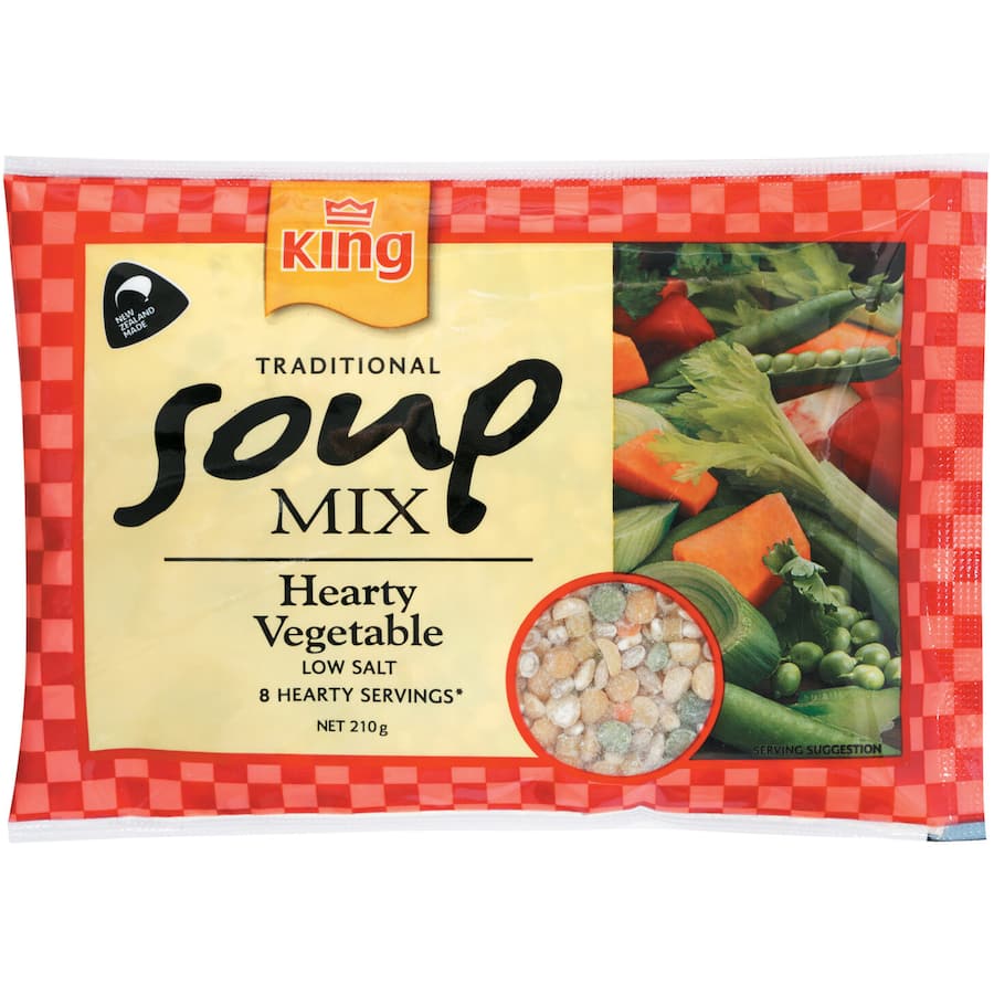 King Traditional Soup Mix Hearty Vegetable Low Salt 210g