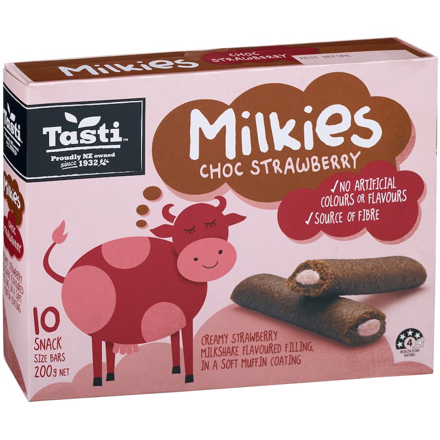 Tasti Milkies Muffin Bar Choc Strawberry 200g*