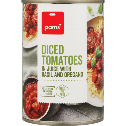 Pams Basil & Oregano Italian Diced Tomatoes 400g