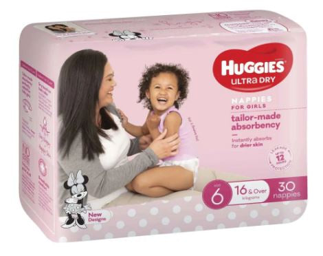 Huggies Ultra Dry Junior Girl Size 6 Nappies 30pk