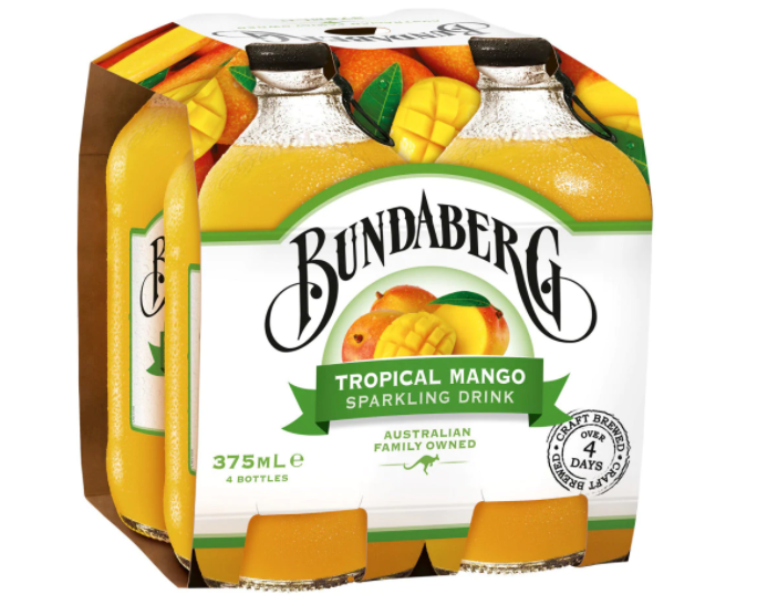 Bundaberg Tropical Mango Sparkling Drink 4pk x 375ml*