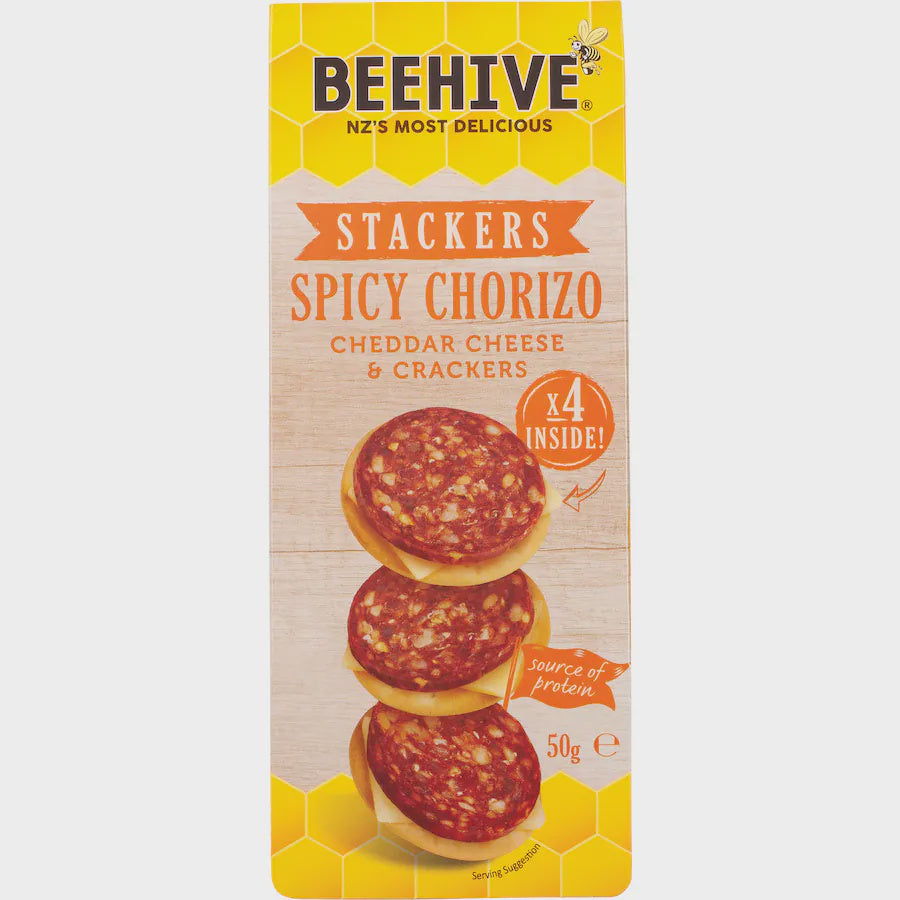 Beehive Stackers Spicy Chorizo Cheddar Cheese & Crackers 50g