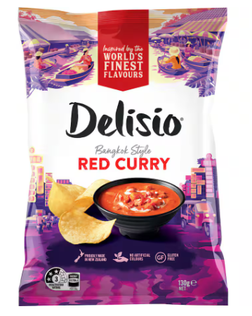 Delisio Bangkok Style Red Curry Flavoured Potato Chips 130g