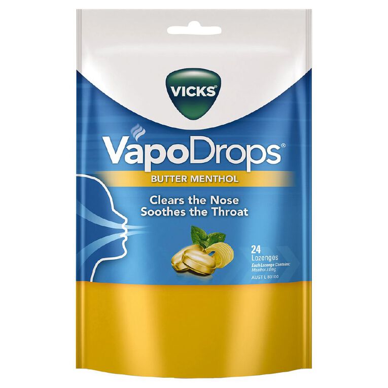 Vicks Butter Menthol Vapodrops Menthol Lozenges 24pk