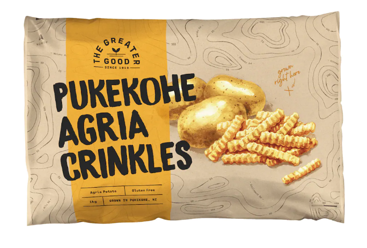 The Greater Good Pukekohe Fries Agria Crinkles Gluten Free 1Kg