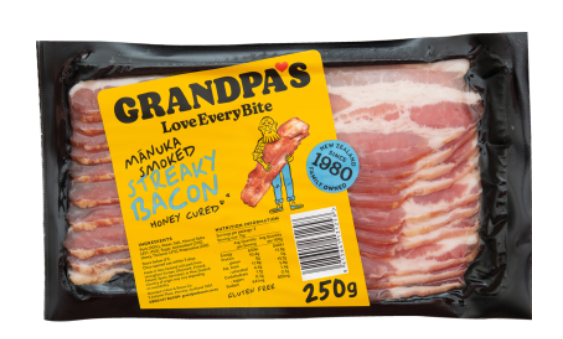 Grandpa's Meat & Bacon Co. Manuka Smoked Streaky Bacon 250g