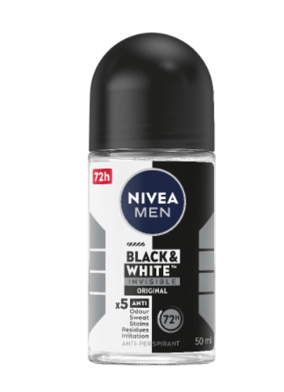 Nivea Men Black & White Invisible Fresh 72Hr Protection Anti-Perspirant Deodorant Roll On 50ml