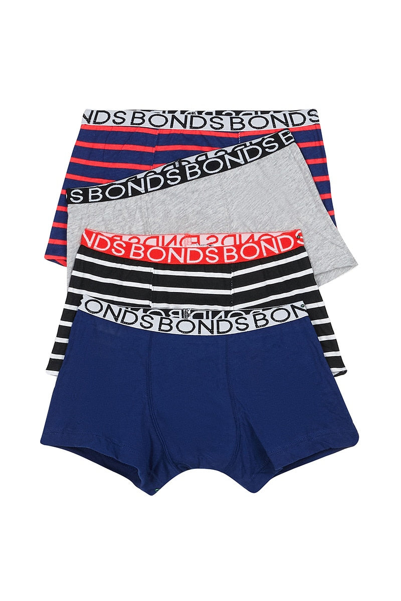 Boys Bonds cotton trunk 4 pack UWCF4A X79 Blue/Red