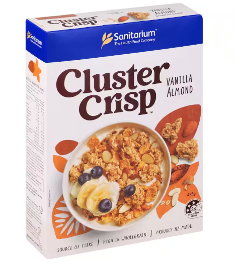 Sanitarium Cluster Crisp Vanilla Almond Cereal 475g