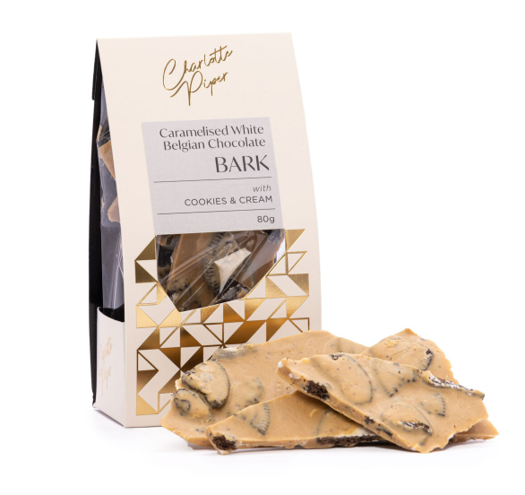 Caramelised White Choc Cookies & Cream Bark 80g