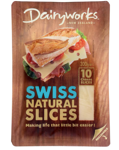 Dairyworks Cheese Slices Swiss 200g