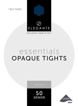 Elegante Luxury Opaque 50 Denier Black Medium 2pk