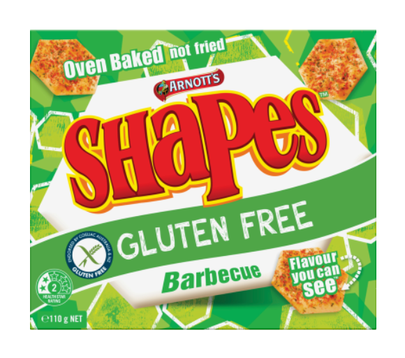 Arnotts Shapes Gluten Free BBQ Crackers 110g