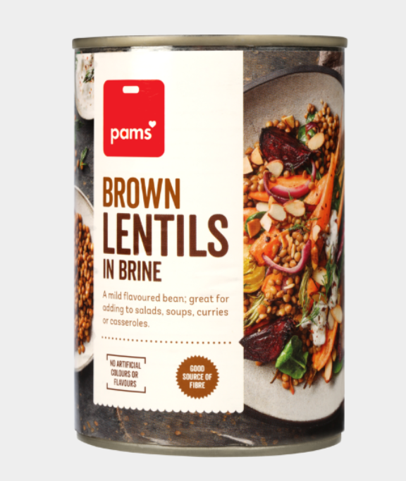Pams Brown Lentils In Brine 400g