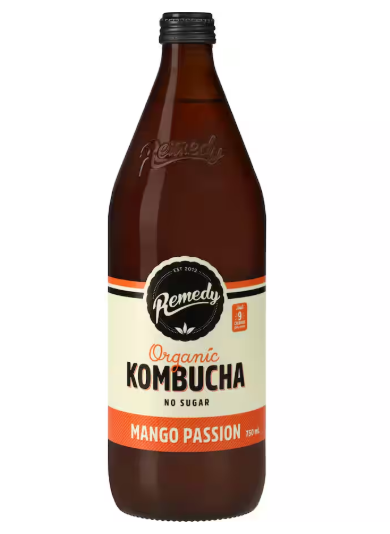 Remedy Organic Kombucha Mango Passionfruit 750ml