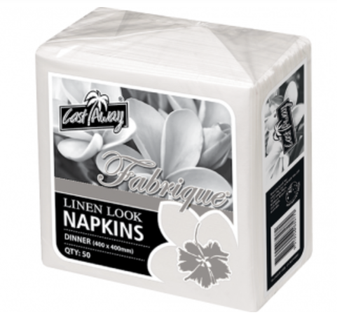 Fabrique Linenlook Dinner Napkins, Quarter Fold, White - 50 pack