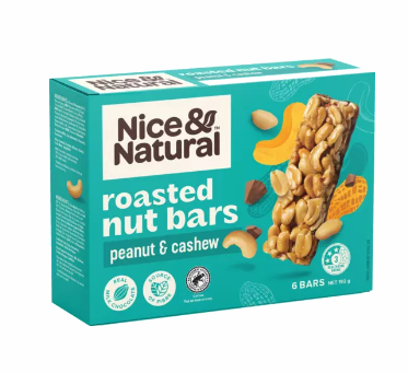 Nice & Natural Peanut & Cashew Roasted Nut Bars 6pk 192g