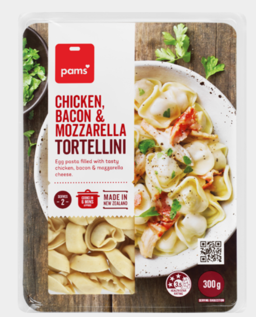 Pams Chicken Bacon &Mozzarella Tortellini 300g