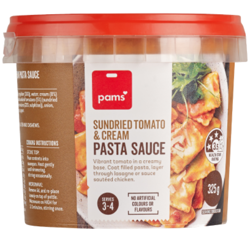 Pams Fresh Sundried Tomato & Cream Pasta Sauce 325g