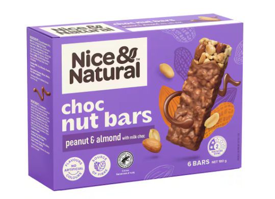 Nice & Natural Peanut & Almond Choc Nut Bars 6pk 192g