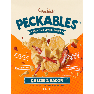Peckish Peckables Cheese & Bacon Rice Snacks 100g