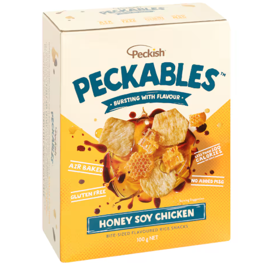 Peckish Peckables Honey Soy Chicken Rice Snacks 100g