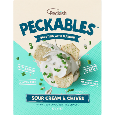 Peckish Peckables Sour Cream & Chives Rice Snacks 100g