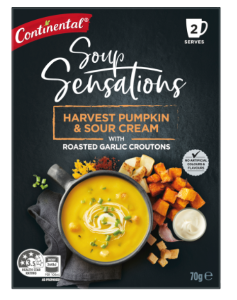 Continental Sensations Harvest Pumpkin & Sour Cream With Roasted Garlic Croutons Soup 2 x 35g