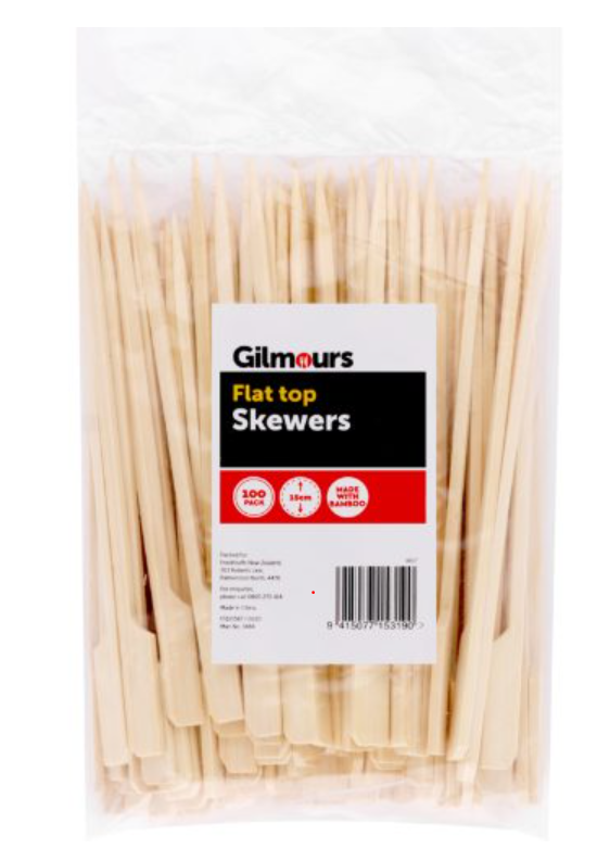 Gilmours Bamboo Skewers Flat Top 15cm